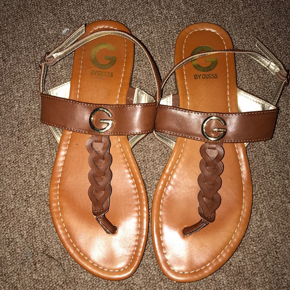 Brown braided Guess sandals